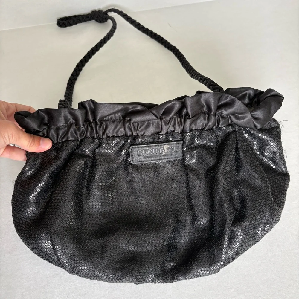 Bisou Bisou by Michele Bohbot black sequin clutch or crossbody bag